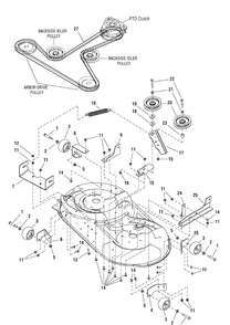 42" Mower Deck - Clutch And Support (7501167) Diagram and Parts List for 7800629-E20M42 2010 Briggs and Stratton Lawn Tractor Accessories